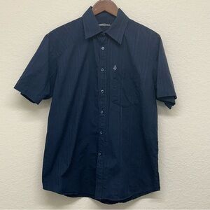 Volcom Dark Blue Casual Button Down Skater Vintage Y2K Shirt - Men’s Medium